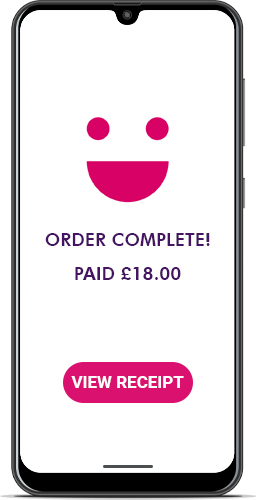 Phone showing order complete screen with View Receipt button