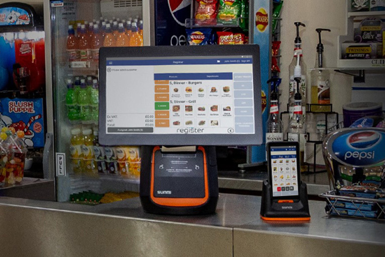 Sunmi T2 EPOS System on the counter in a shop